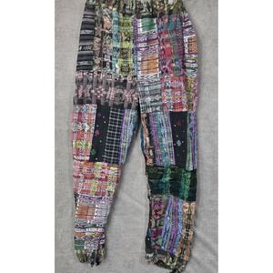 Boho Patchwork Jogger Pants Women Medium Oversized Hippie Festival 70s 60s Mixed